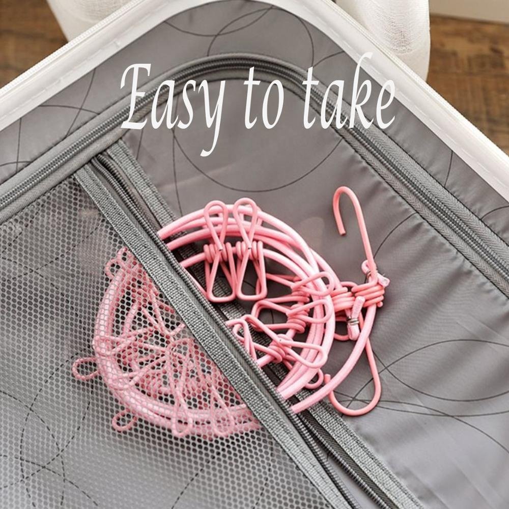 New Product Plastic Windproof Camping Tool Clothesline With 12Pcs Clip