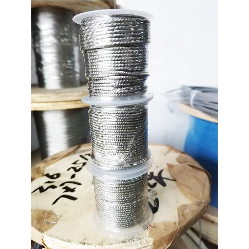 Supply 1mm 1.2mm 1.5mm 1.8mm 2mm stainless steel 304 custom packaging size stainless steel wire rope