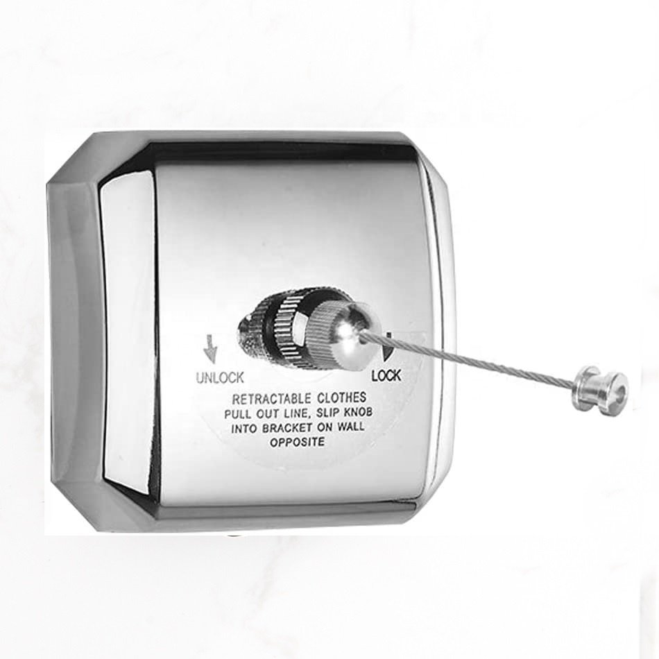 2.7m Chrome Bathroom Laundry Hotels Hanging Drying 304 Stainless Steel Retractable Clothesline