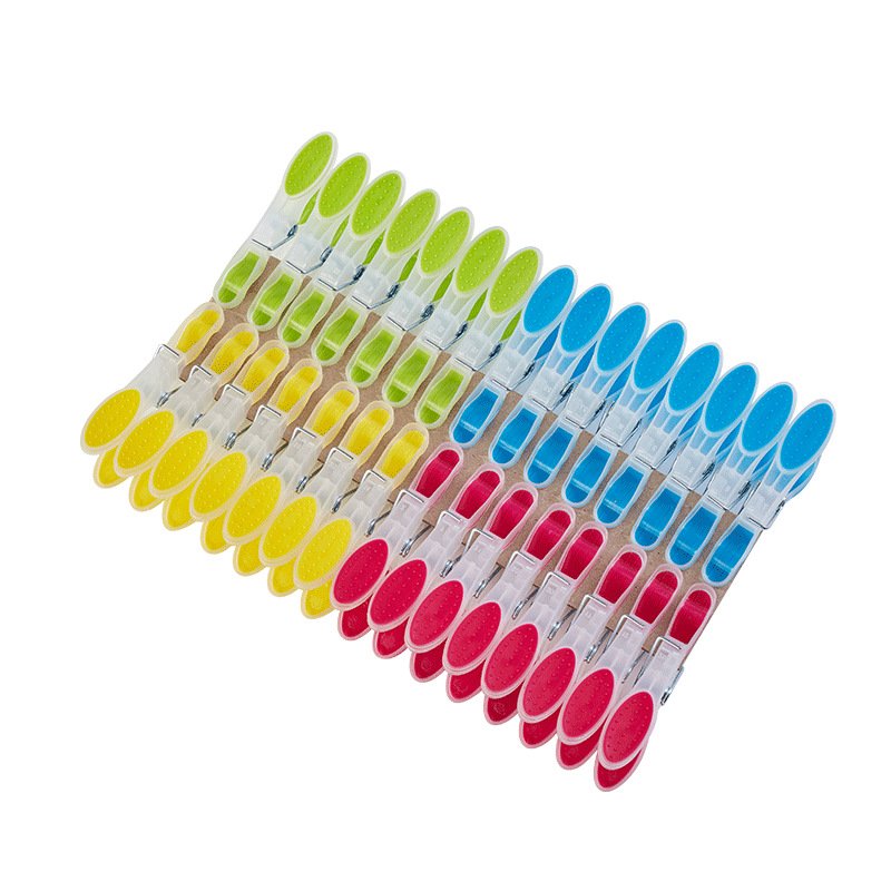 2024 Clothespin Set of 24 Clips Sturdy Clothesline Pins Muti Colored Colorful PP TPR Soft Plastic Clothes Pegs Plastic Clip