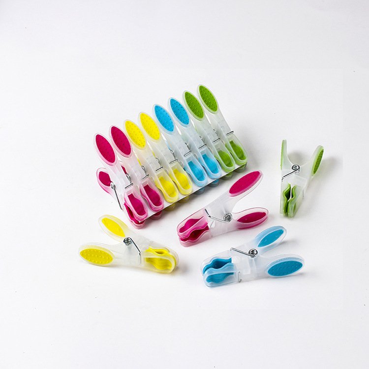 2024 Clothespin Set of 24 Clips Sturdy Clothesline Pins Muti Colored Colorful PP TPR Soft Plastic Clothes Pegs Plastic Clip