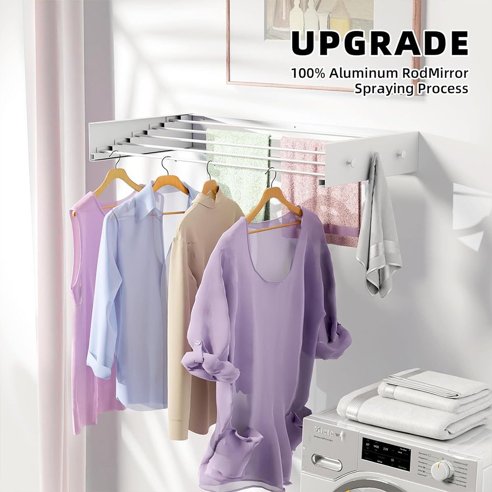 Retractable Clothes Drying Rack Laundry Space Saver Wall Mounted