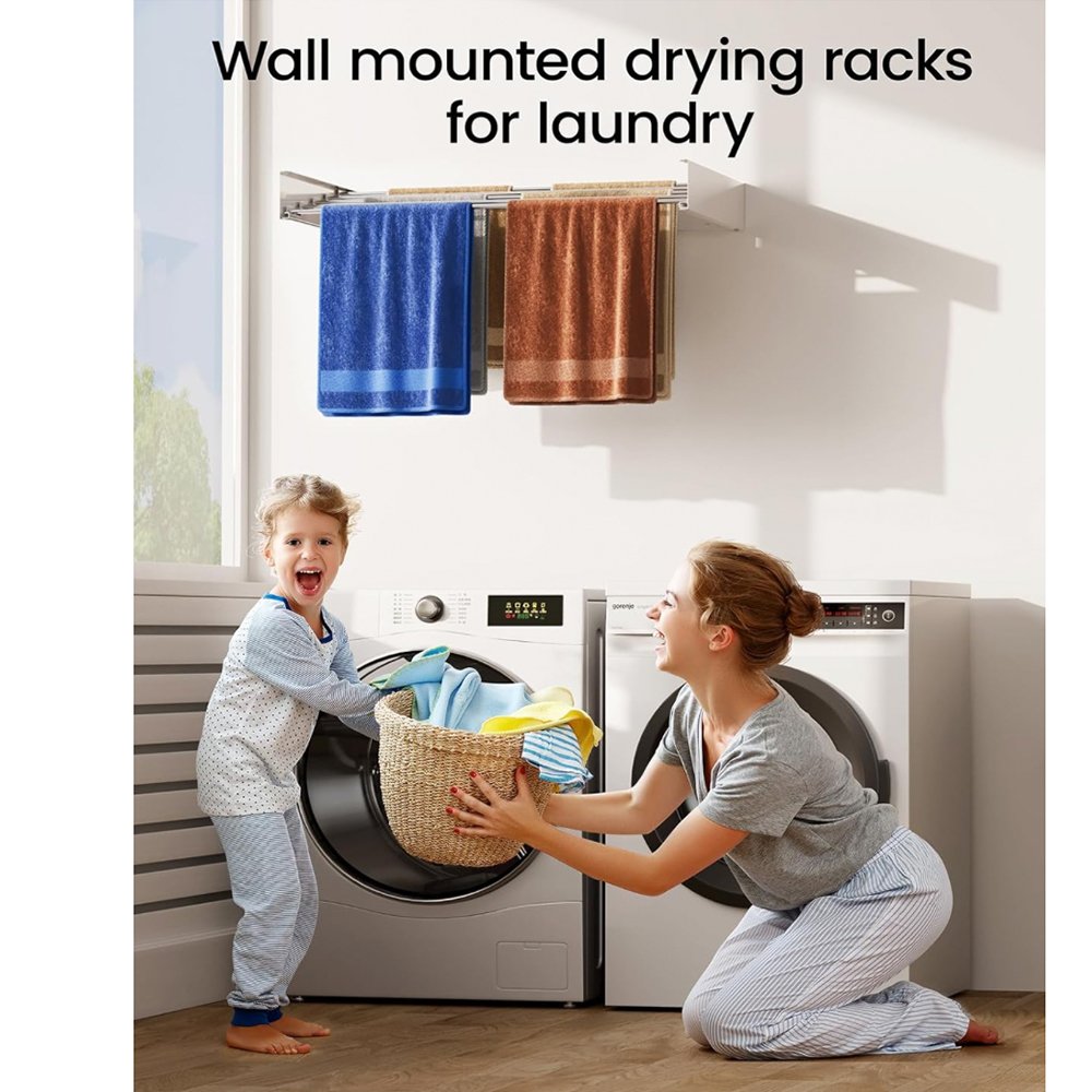 Retractable Clothes Drying Rack Laundry Space Saver Wall Mounted