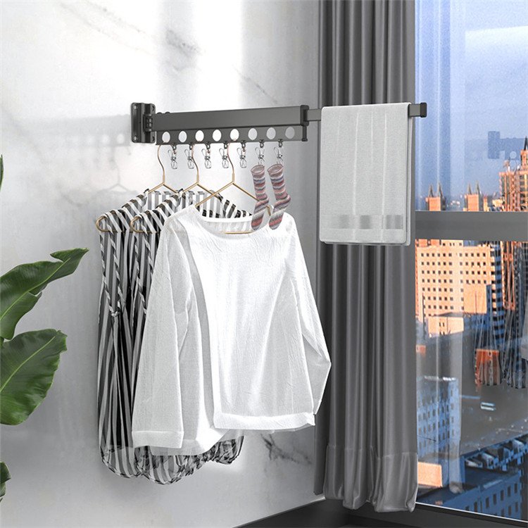 Heavy Duty Foldable Metal Aluminium Collapsible Wall Mounted Retractable Drying Racks For Clothes