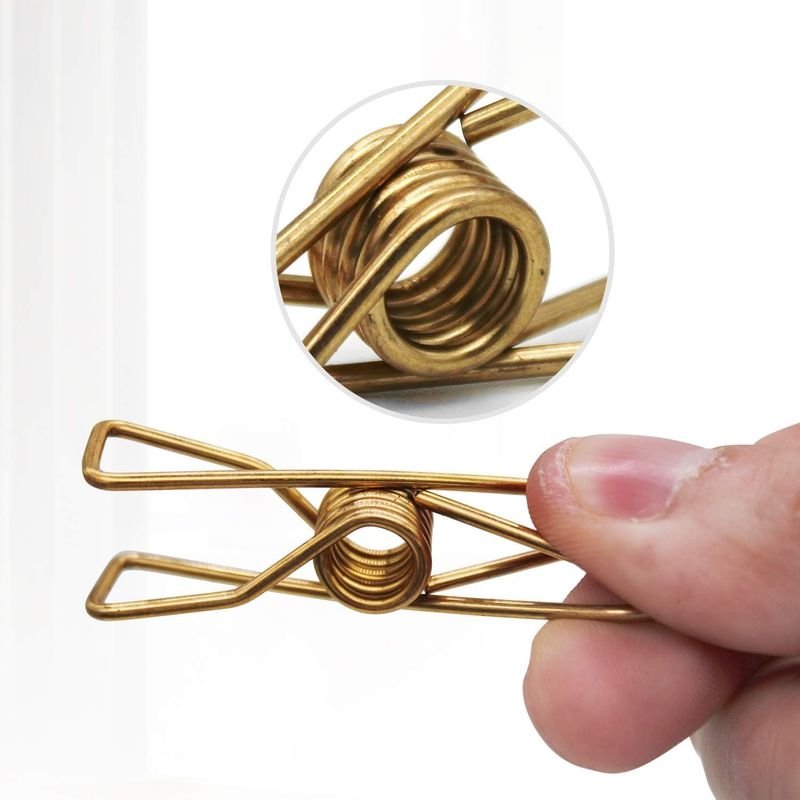 Gold Heavy Duty Stainless Steel Wire Clothes Pins Laundry Clips for Clothesline Hanging Clothes Outdoor Travel Camping