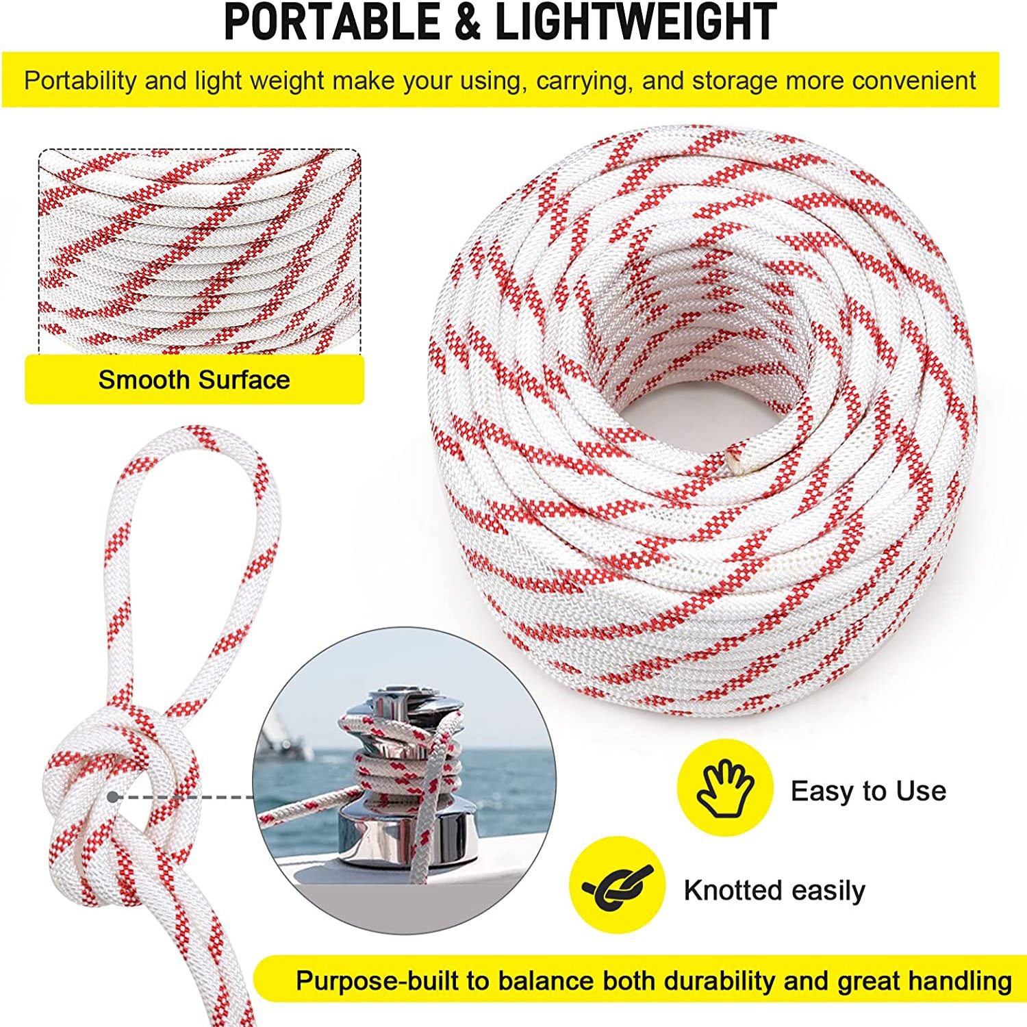 Flagpole Halyard Clothesline Climbing Camping Sailing Swings Double Braid Polyester Arborist Bull Rope High Strength Tree Rope