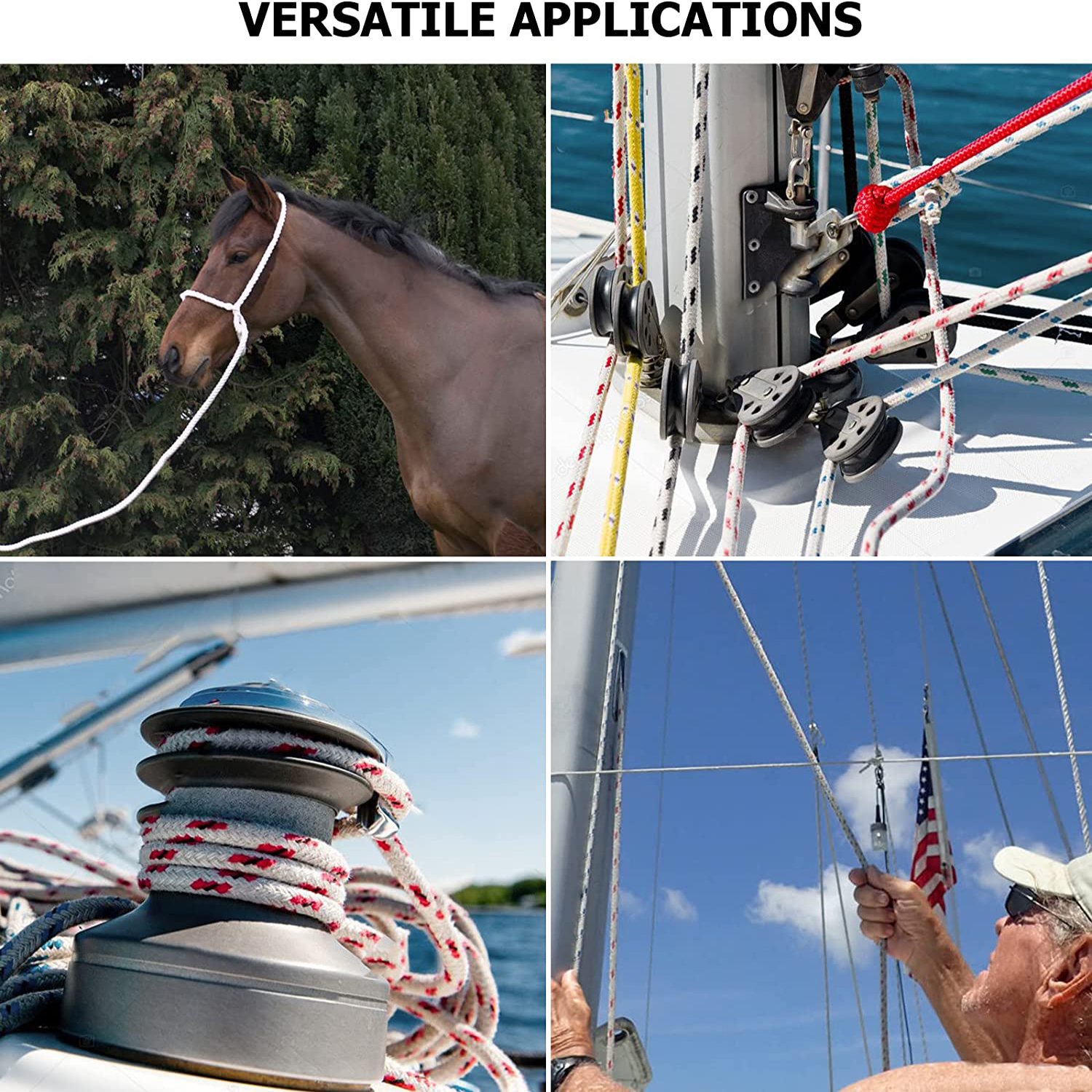 Flagpole Halyard Clothesline Climbing Camping Sailing Swings Double Braid Polyester Arborist Bull Rope High Strength Tree Rope