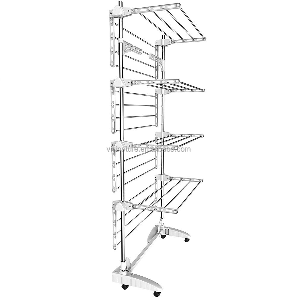 Folding portable laundry tower and Clothes Dryer Wing Rack on 4 Levels