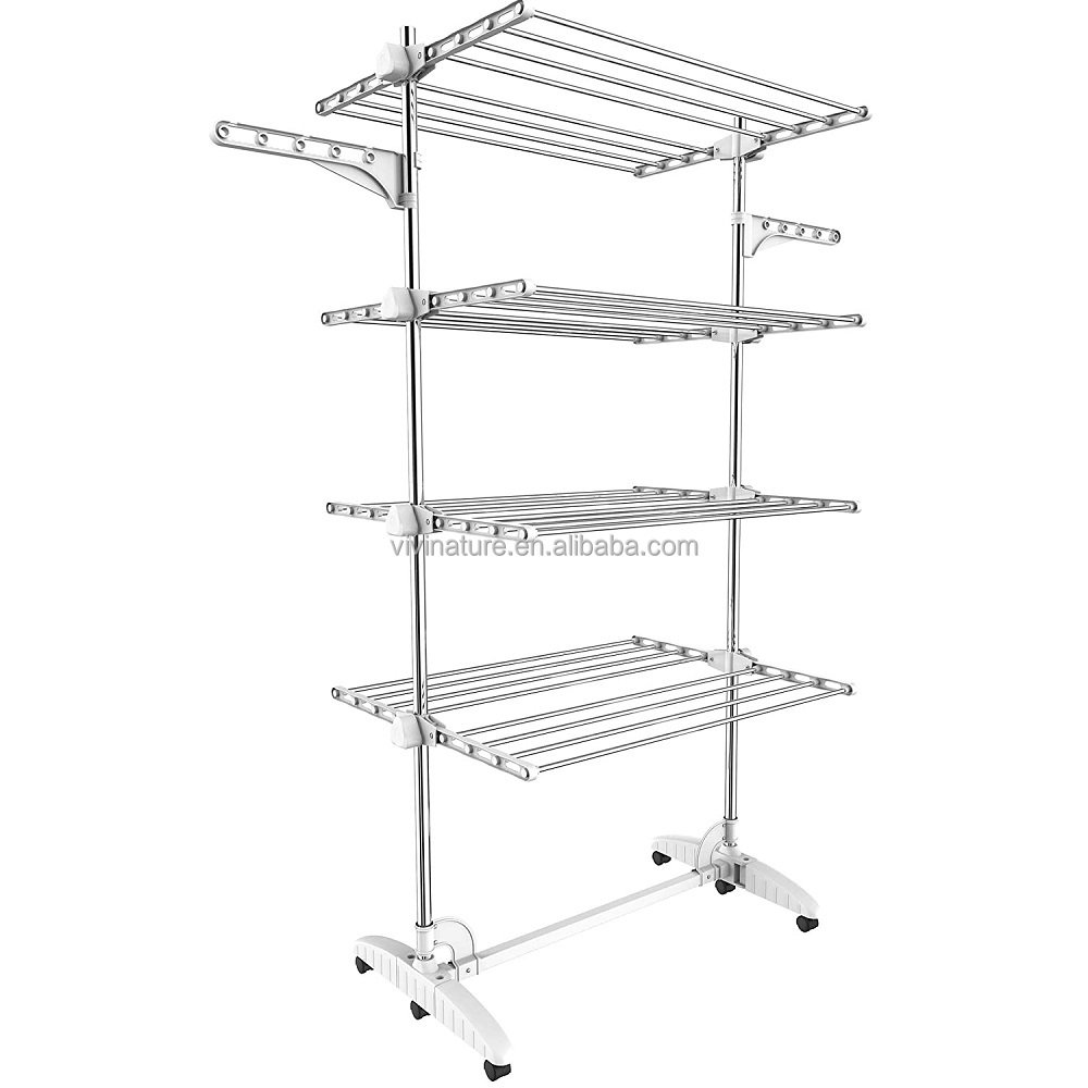 Folding portable laundry tower and Clothes Dryer Wing Rack on 4 Levels