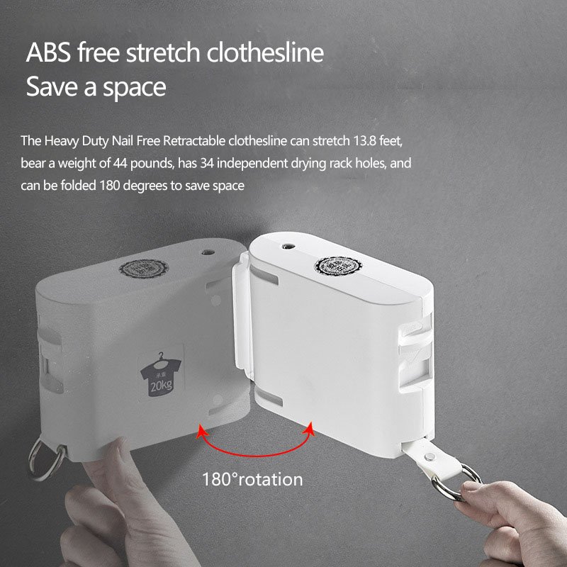Retractable Clothesline, Indoors and Outdoors Heavy Duty Apartment Clothes Lines, Shower Laundry Drying Line Rope Reel