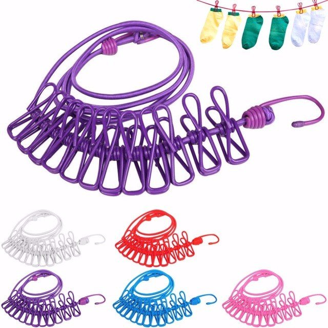 Hot sale Non-Slip Travel Retractable Laundry Clothesline Clothes Line Rope For Outdoor Camping with clips
