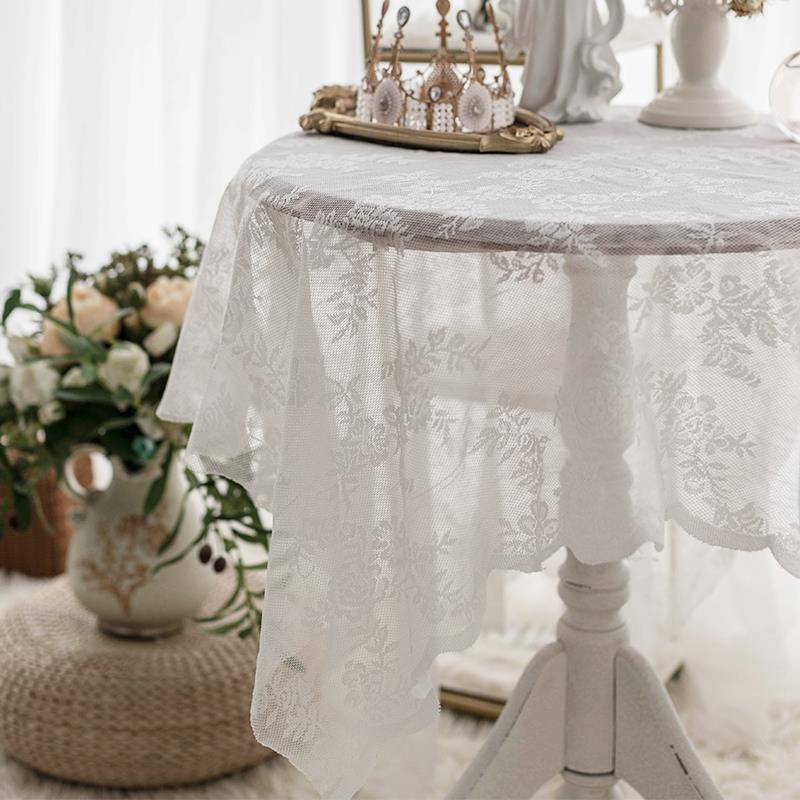 Tablecloth French hollow Northern European style rectangular white lace American picnic picnic napkin rural camera background cloth
