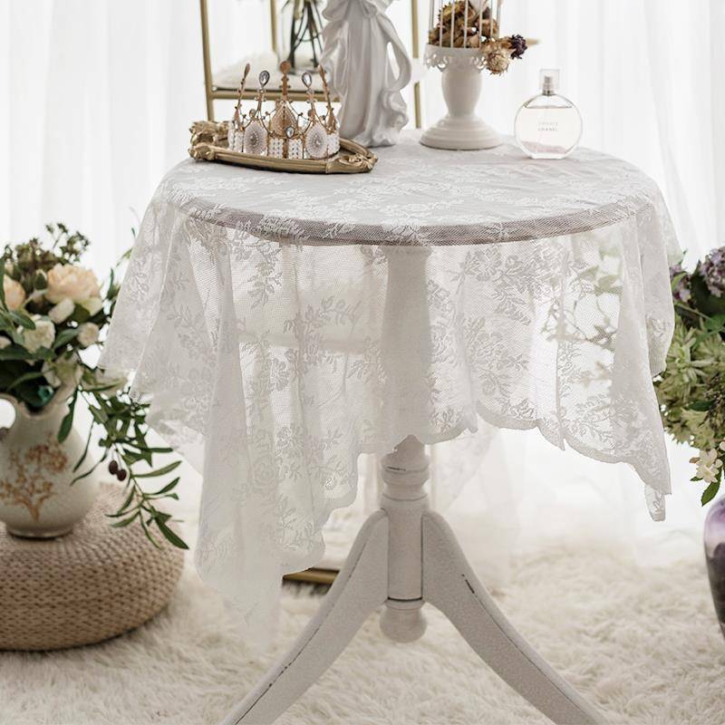 Tablecloth French hollow Northern European style rectangular white lace American picnic picnic napkin rural camera background cloth