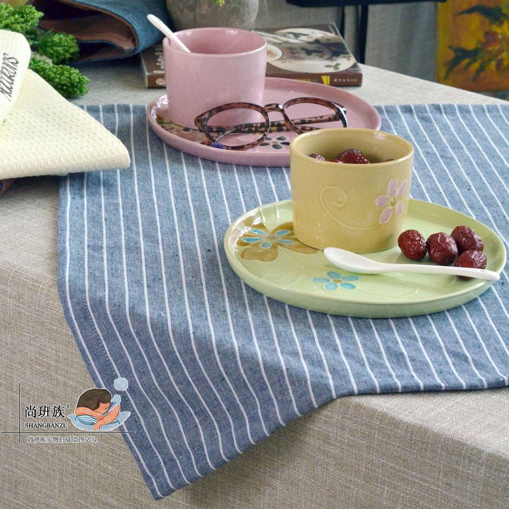 The new free postal team Japanese and Korean -style cotton striped table cloth covered napkin dining can customize cafes meals