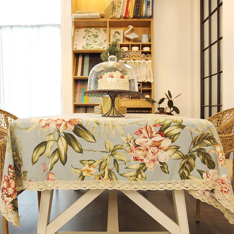 Iris Township Traveling Baroque Blue Blue Big Calme Table cloth Califier Table Coffee Table Round Table cloth American -style cotton and linen