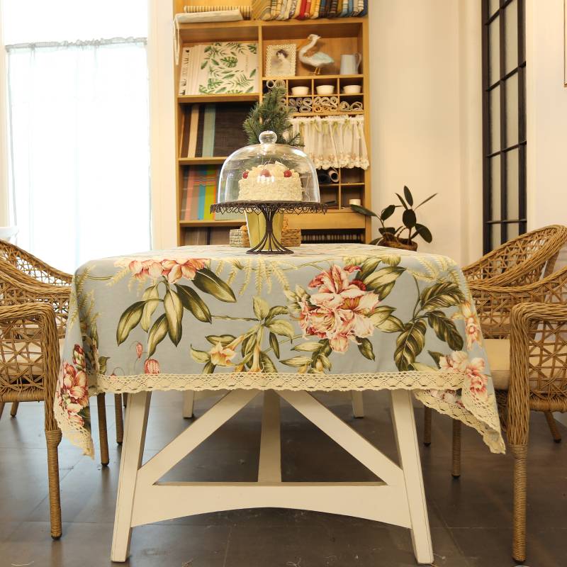 Iris Township Traveling Baroque Blue Blue Big Calme Table cloth Califier Table Coffee Table Round Table cloth American -style cotton and linen