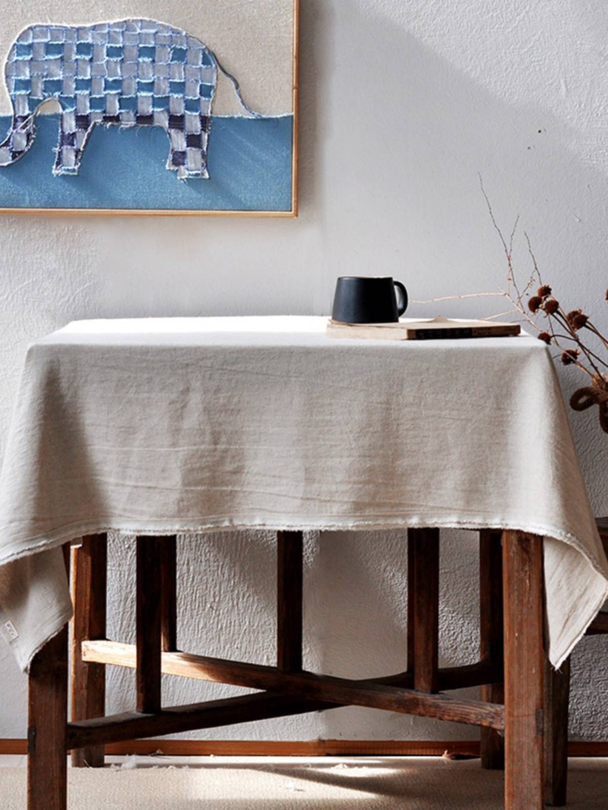 Cotton and linen dining table cloth original linen high -level