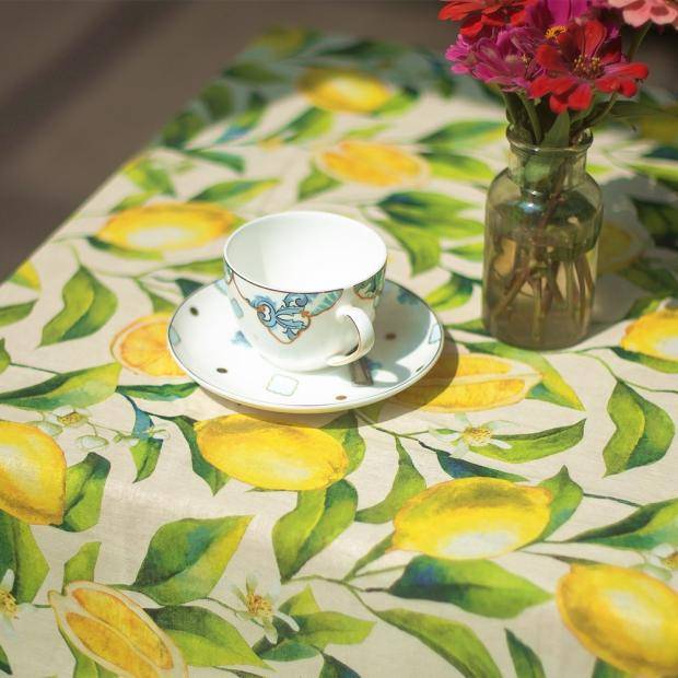 Exit tablecloth cotton and hemp material.