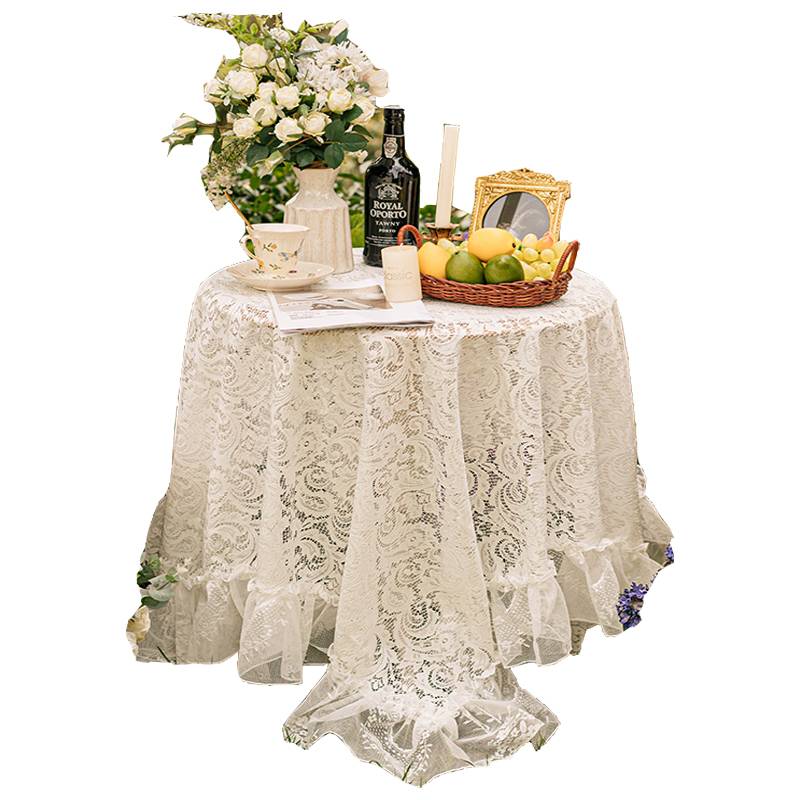 French white lace table cloth long square coffee table cloth