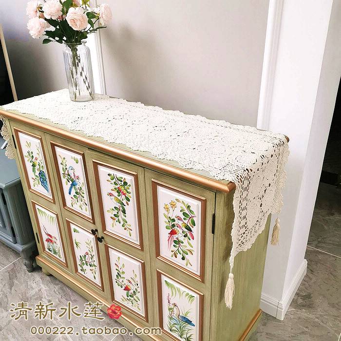 Handmade hooking pure cotton hollow cabinet tablecloth