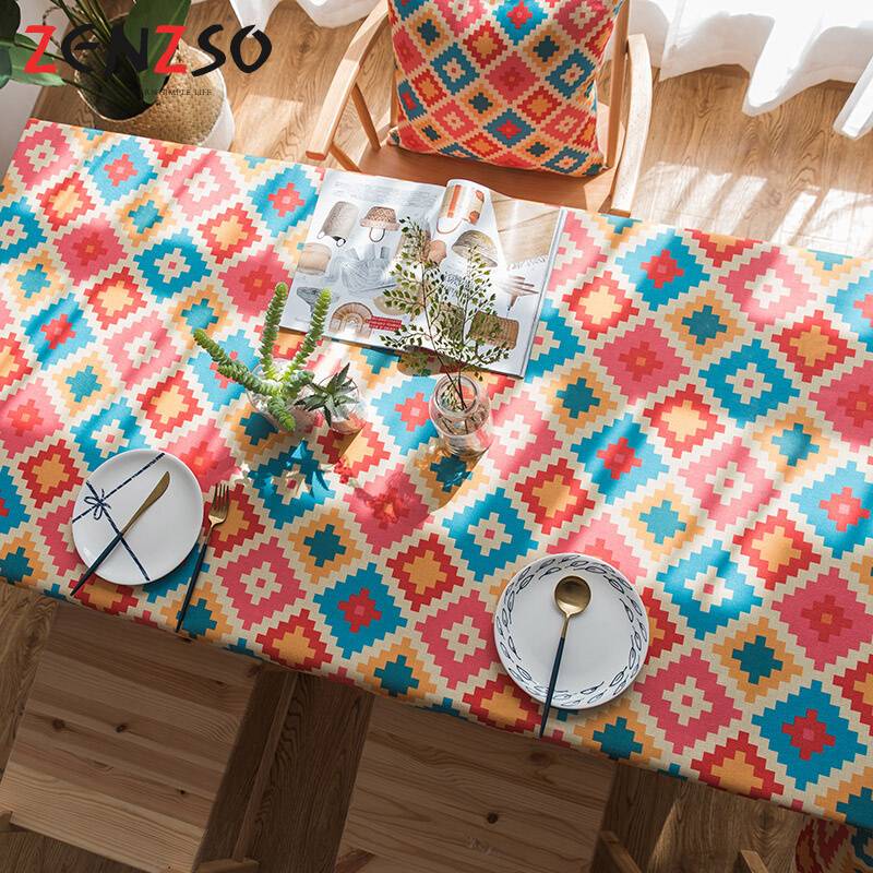 Tablecloth fabric family thickened cotton and linen positive birthday makeup table living room living room waterproof dining tablecloth |