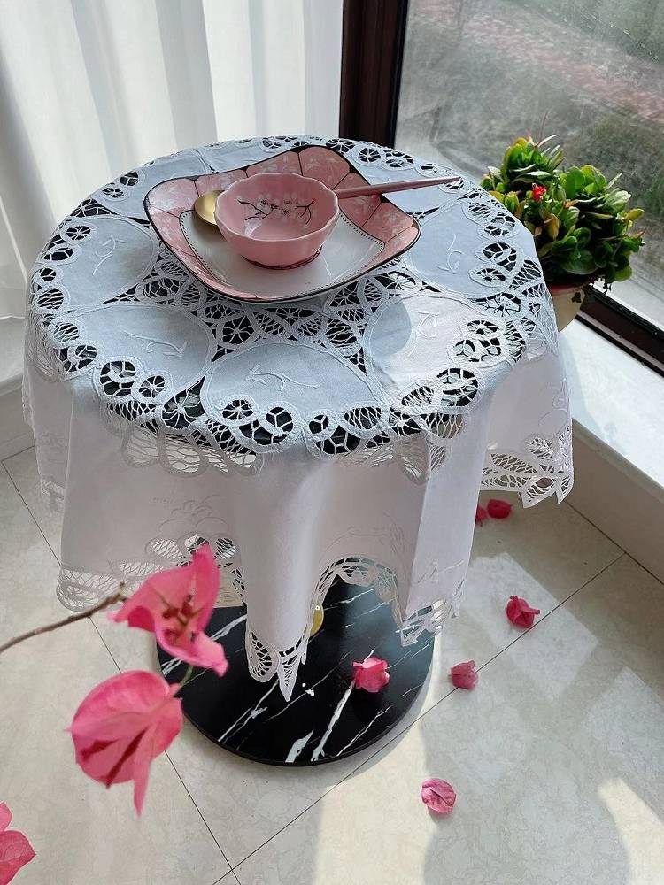 European -style cotton hollow embroidery table cloth multi -function cover