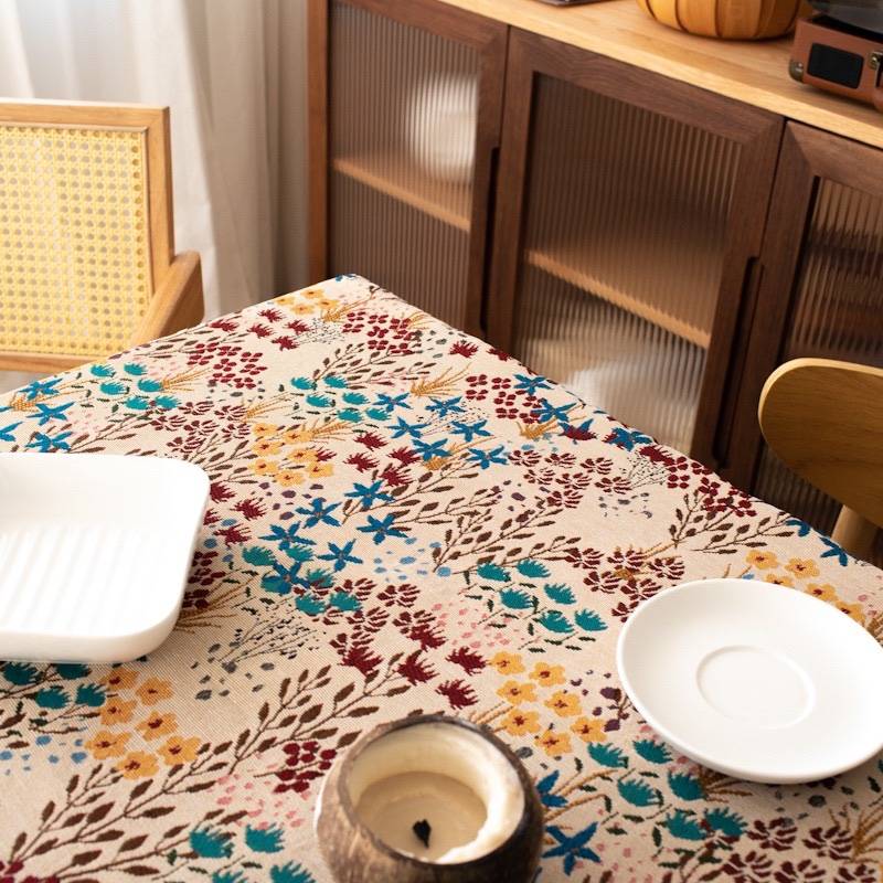 French retro oil painting wind table cloth Nordic tablet is like cotton anesthesia cotton dining table cloth TV cabinet coffee table