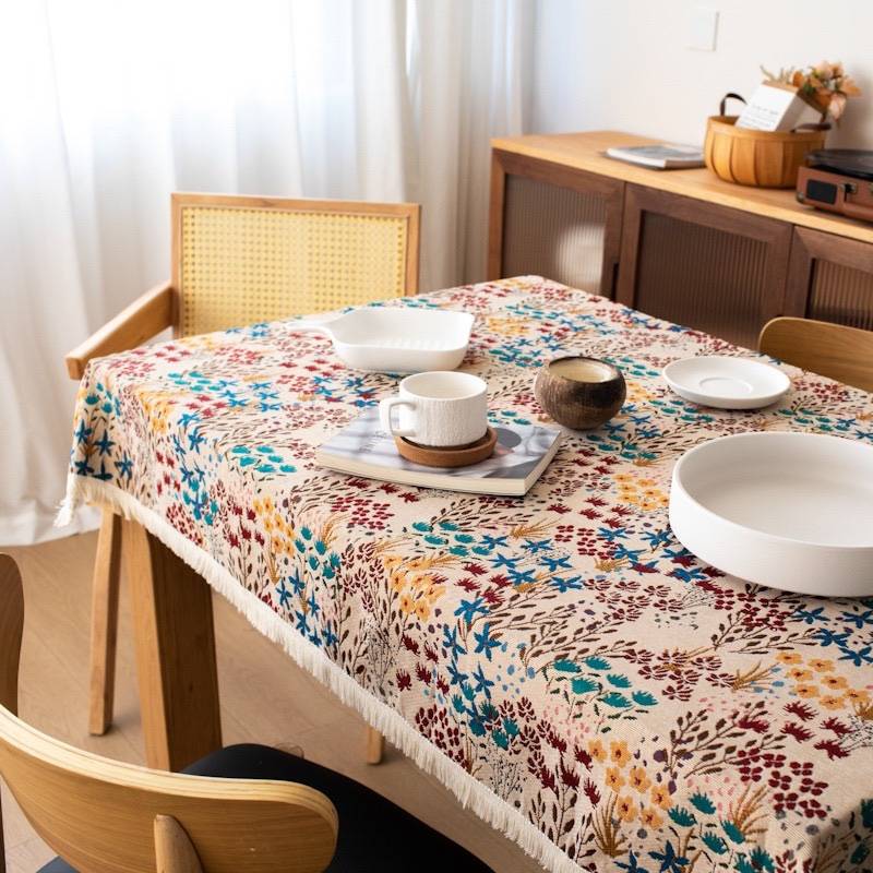 French retro oil painting wind table cloth Nordic tablet is like cotton anesthesia cotton dining table cloth TV cabinet coffee table