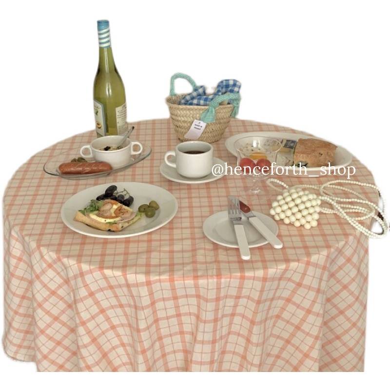 HENCEFORTH new orange checked tablecloth Ins wind export Korean desk Gat cloth picnic cloth