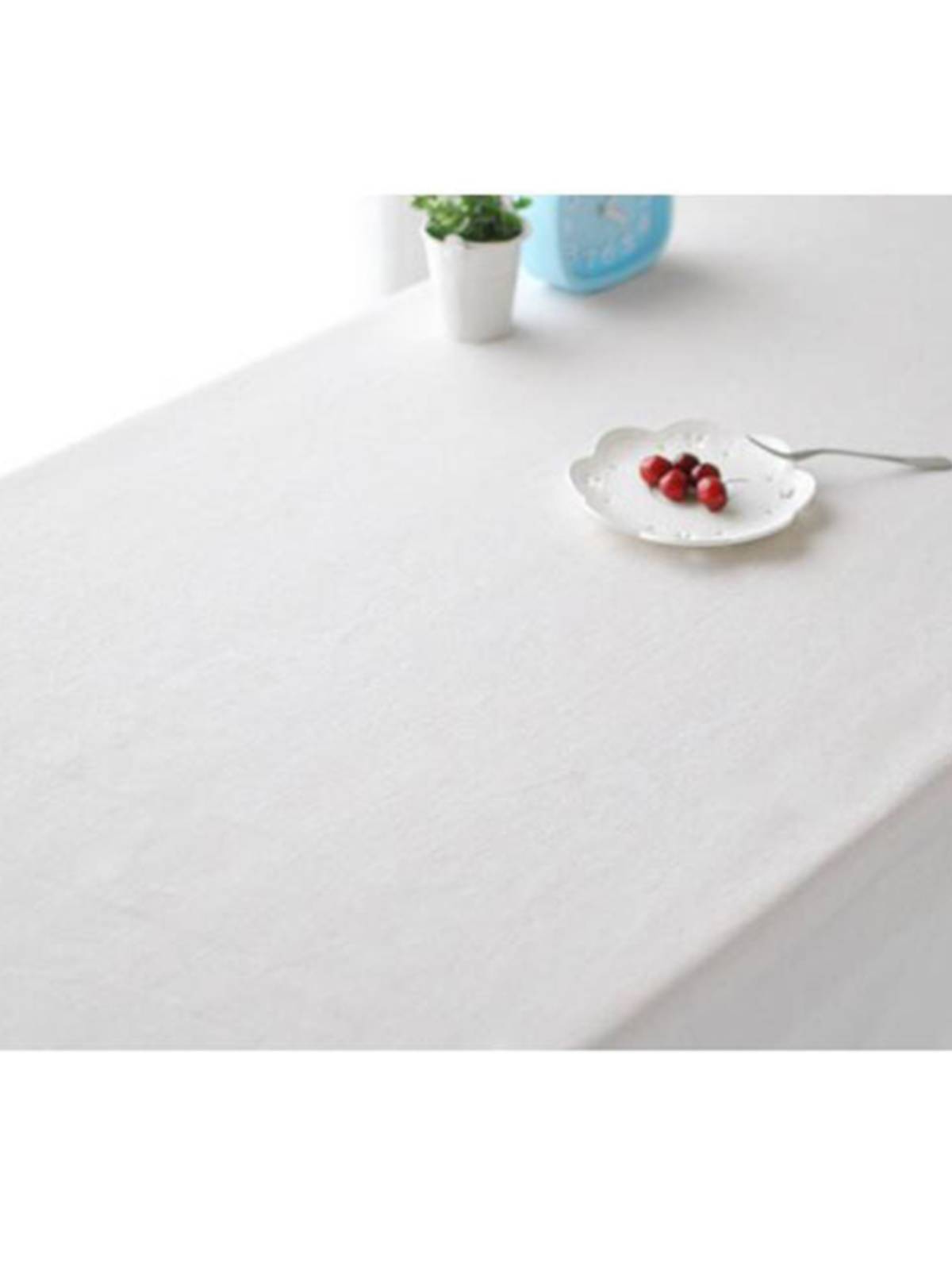 Pure white small fresh dining table cloth cotton and sediment hotel home