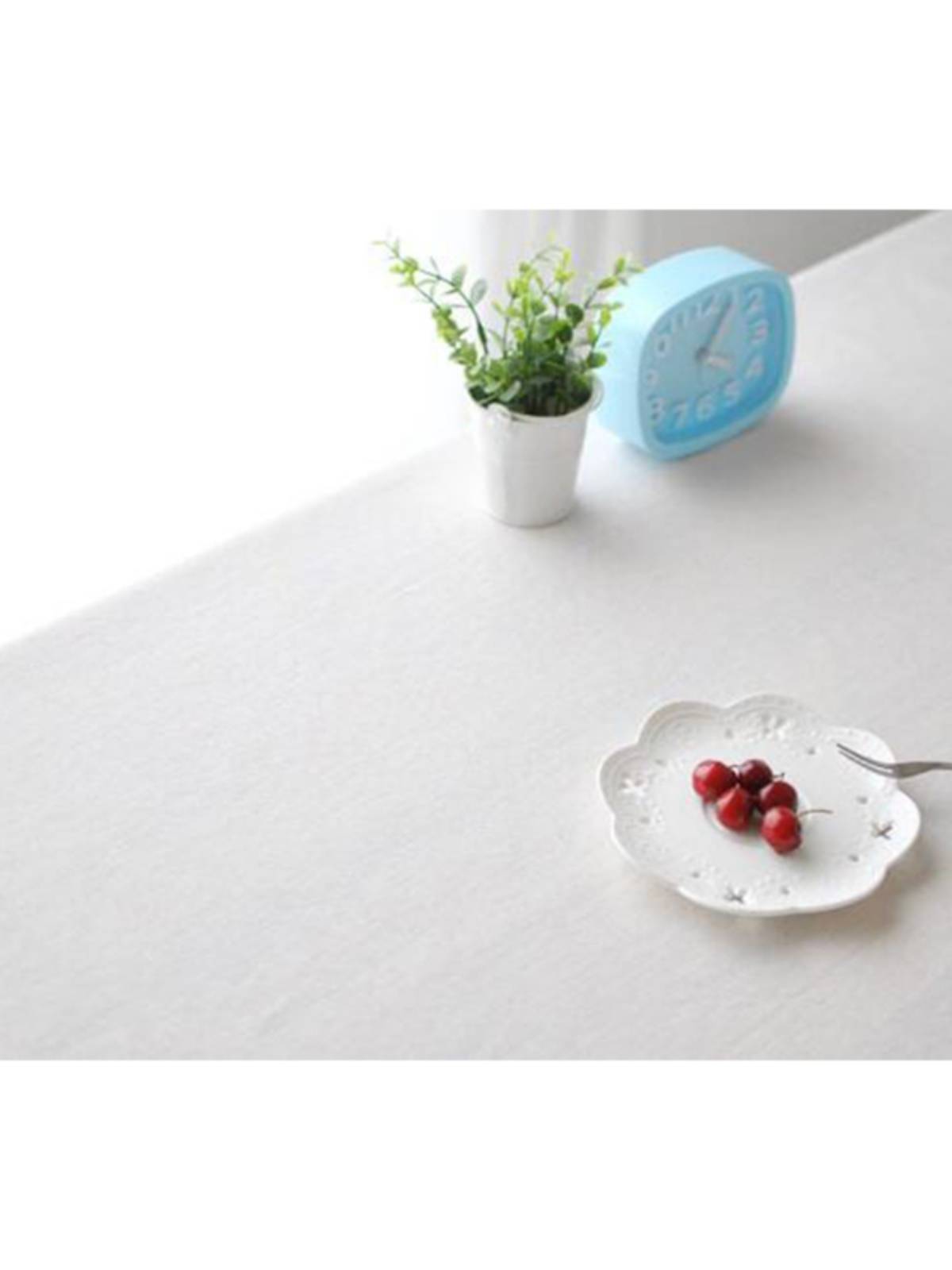 Pure white small fresh dining table cloth cotton and sediment hotel home