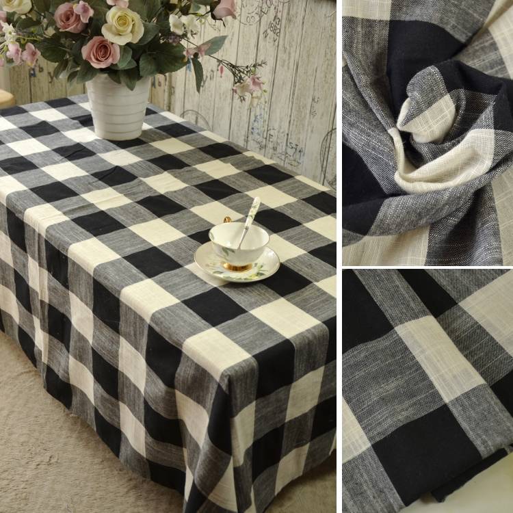 Simple black and white gray large checked cotton tablecloth cotton tablecloth coffee table cover table cover tablecloth special offer