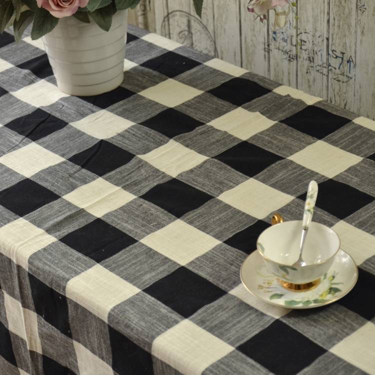 Simple black and white gray large checked cotton tablecloth cotton tablecloth coffee table cover table cover tablecloth special offer