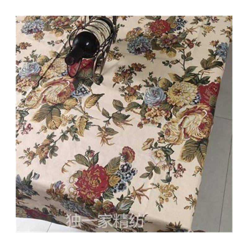 Flower Kaishu rich dining table cloth exported to European and American pure cotton long square table cloth dining table covering the pastoral fashion table cloth i.
