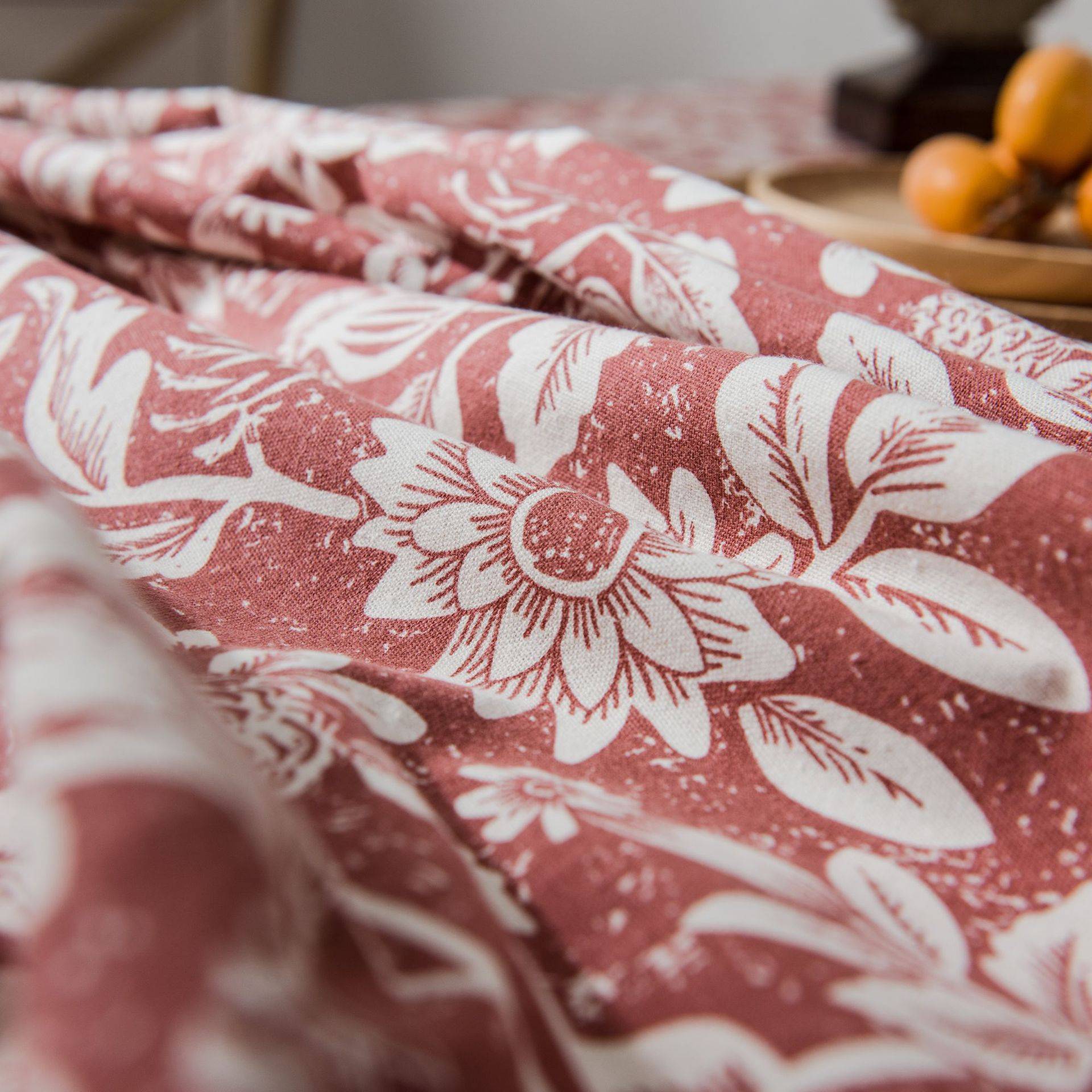 Dining table cloth flower and birds American rural cotton cloth
