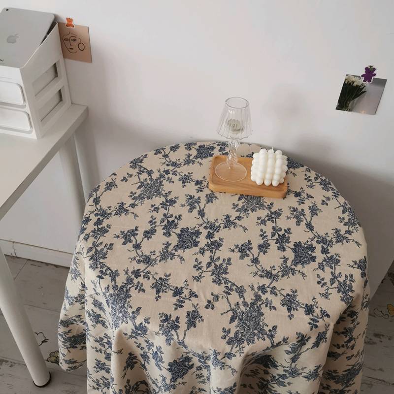 INS idyllic tablecloth retro French rectangular room decorative literary and fresh cotton, linen -style dormitory tablecloth
