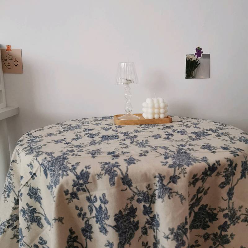 INS idyllic tablecloth retro French rectangular room decorative literary and fresh cotton, linen -style dormitory tablecloth