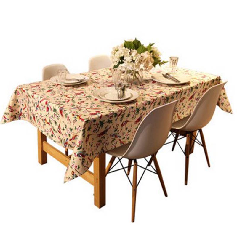 Speed yellow flower and bird table cloth American retro flower pure cotton canvas
