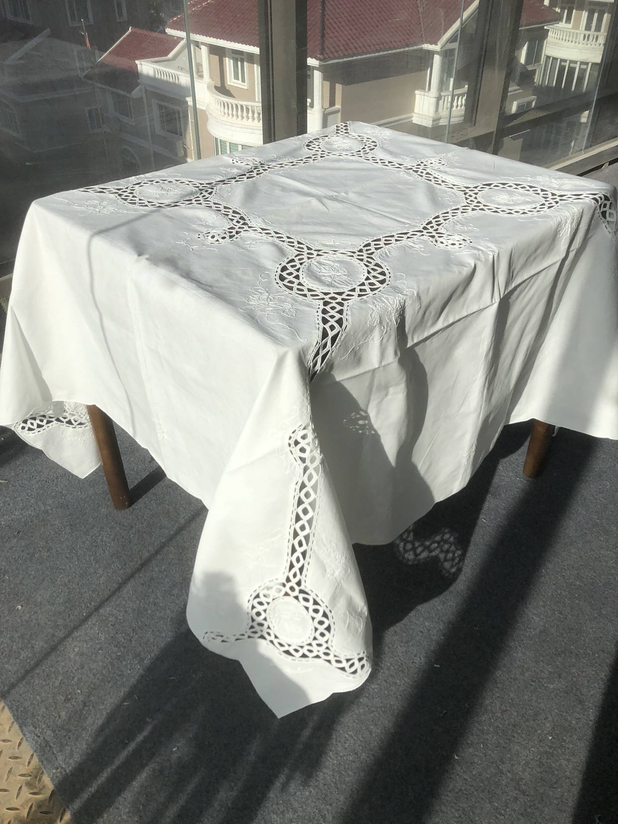 European -style cotton dining table cloth coffee table decoration cloth net red photo wild cloth pure white hollow hand embroidery