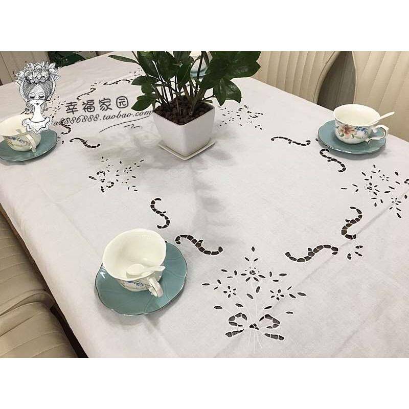 Genuine old goods white pure cotton hollow embroidery tablecloth coffee table covered napkin decorative towel special benefits
