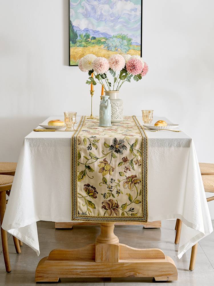 Thick weaving blooming flower light luxury table flag