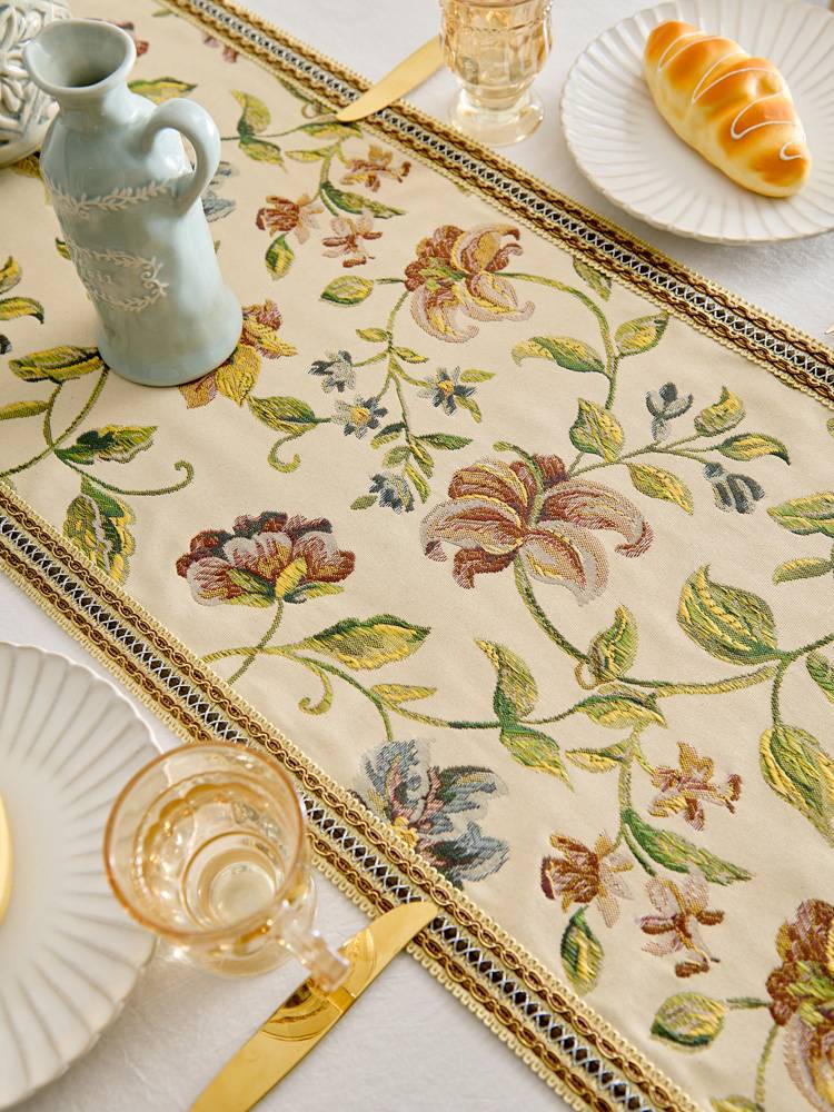 Thick weaving blooming flower light luxury table flag