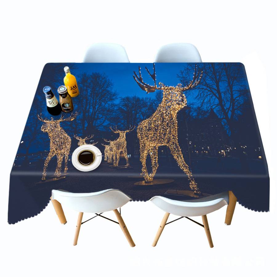 Christmas Printing Table Cloth Night Empty Christmas Elk Desk Faculty Personal Personal Desktop