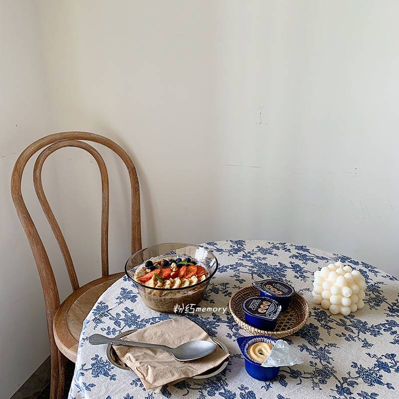 INS Nordic Windfall Big Round Table Chinese Wind Faculty Japanese Dormitory Network Red Blue and Porcelain Cotton Polynance Fresh