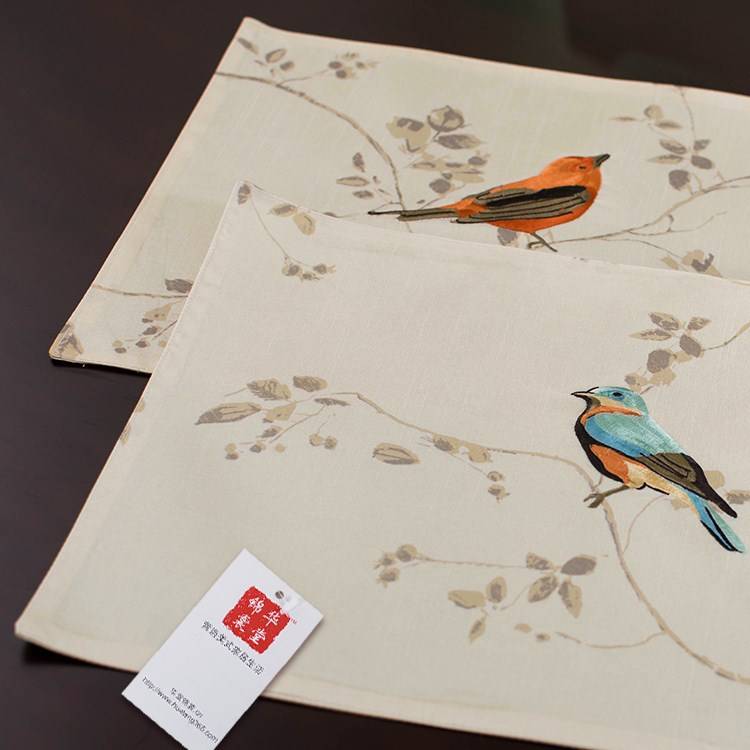 Original single American rural boutique embroidery small bird table flag table cloth table cushion pad literary and artistic Fanxinpin hot sale