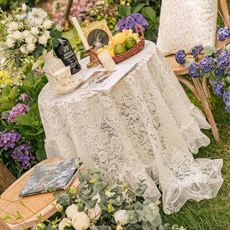 Xinjiang French White Light Table Light luxury high -level high -level sensor American dining table cloth long square tea table