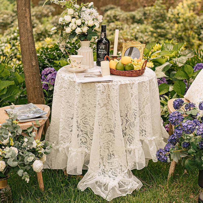 Xinjiang French White Light Table Light luxury high -level high -level sensor American dining table cloth long square tea table