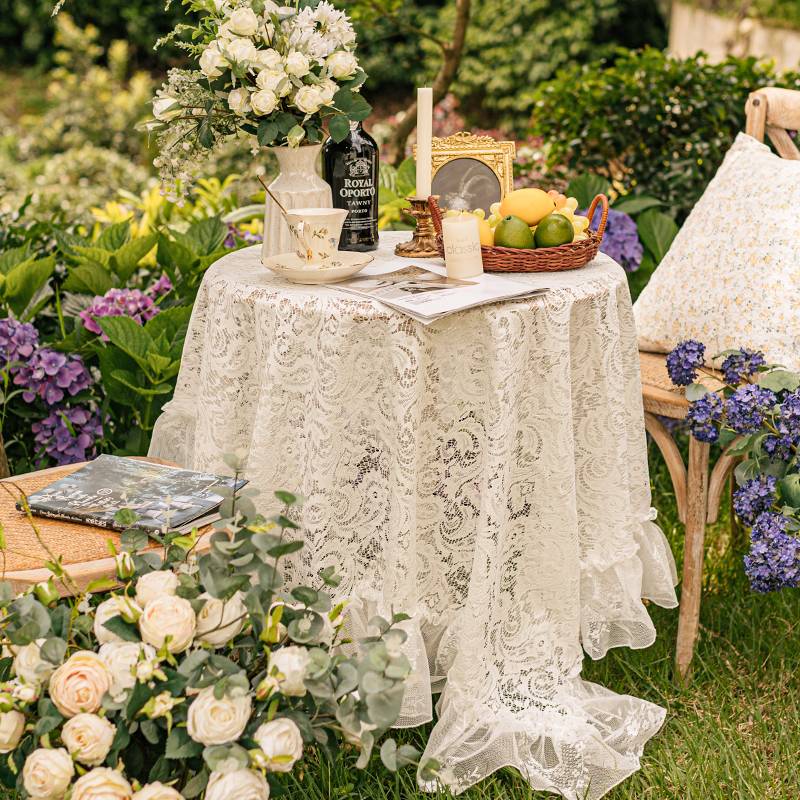 Xinjiang French White Light Table Light luxury high -level high -level sensor American dining table cloth long square tea table