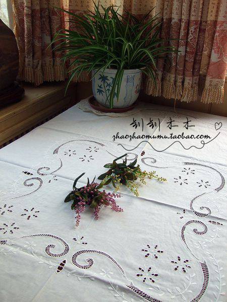 Lu embroidered European -style cotton and linen cloth art hand -embroidered square tablecloth