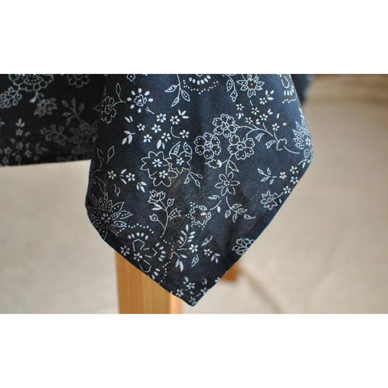 Japanese Tradingal Blue Tablecloth, Blue Flower Cotton and Linen Cloth
